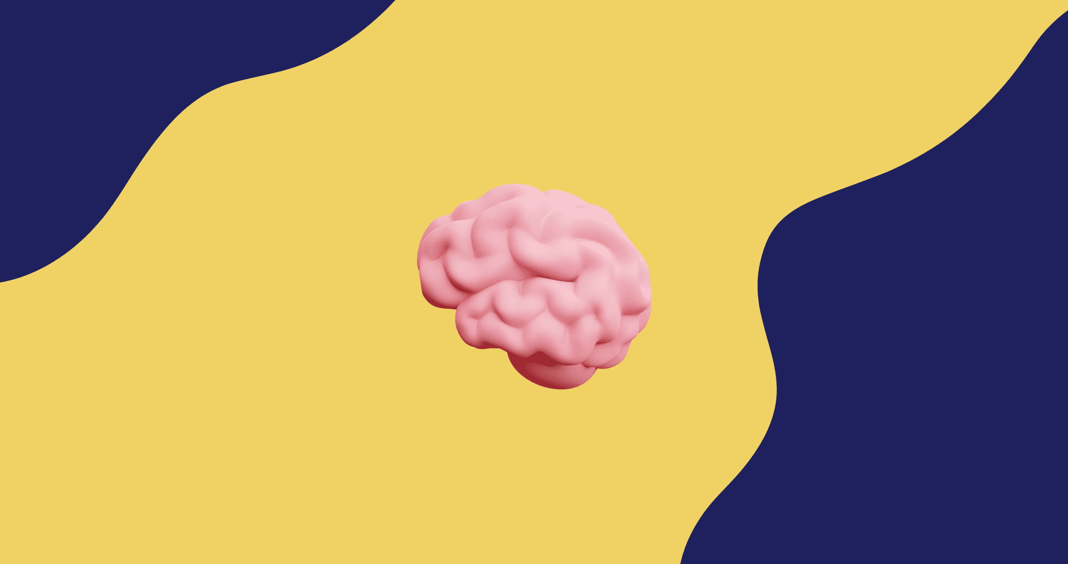 Um cérebro rosa sobre fundo azul e amarelo, elaborando um mapa mental.