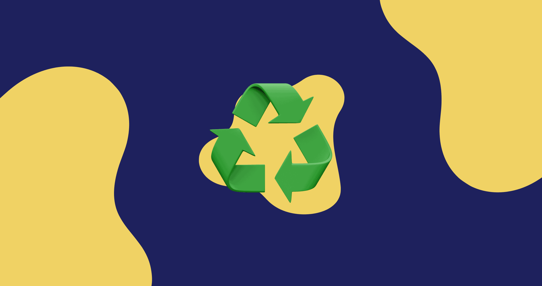 Um logotipo iso com um símbolo de reciclagem verde em um fundo azul e amarelo.