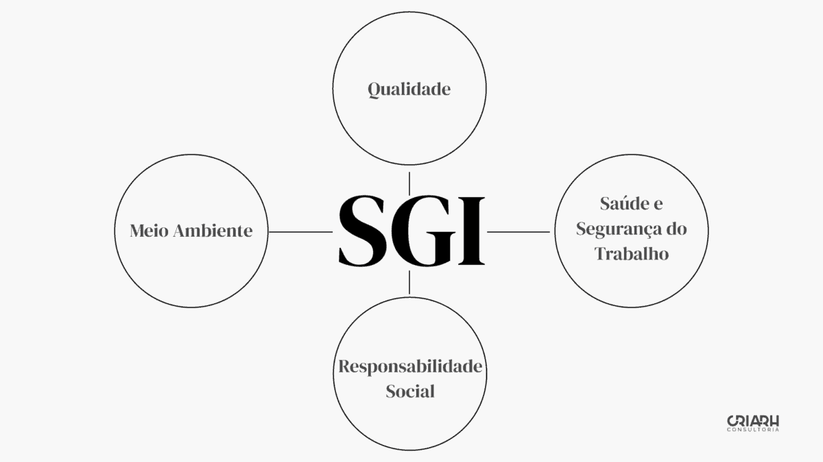 Um diagrama que descreve o conceito de sistemas de gestão integrados (sgi).