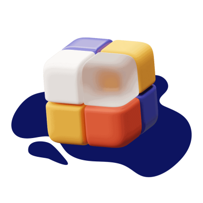 Um cubo vibrante sobre um fundo roxo.